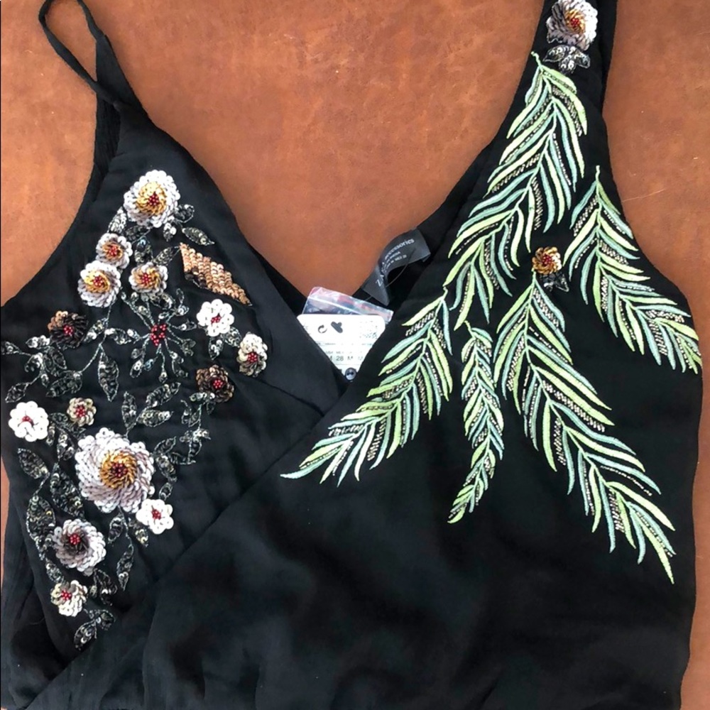 NWT Zara Beaded Chiffon Bodysuit/Tank